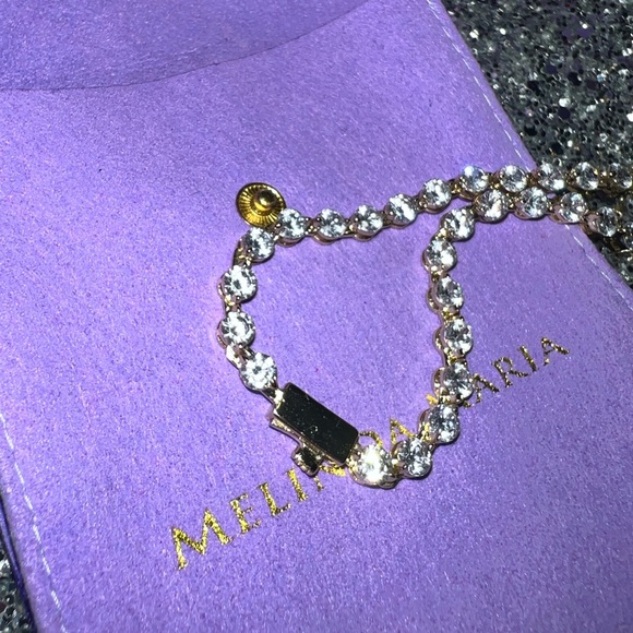 Melinda Maria She’s An Icon 16” GOLD Tennis Necklace new in box gift wrapped - Picture 3 of 9